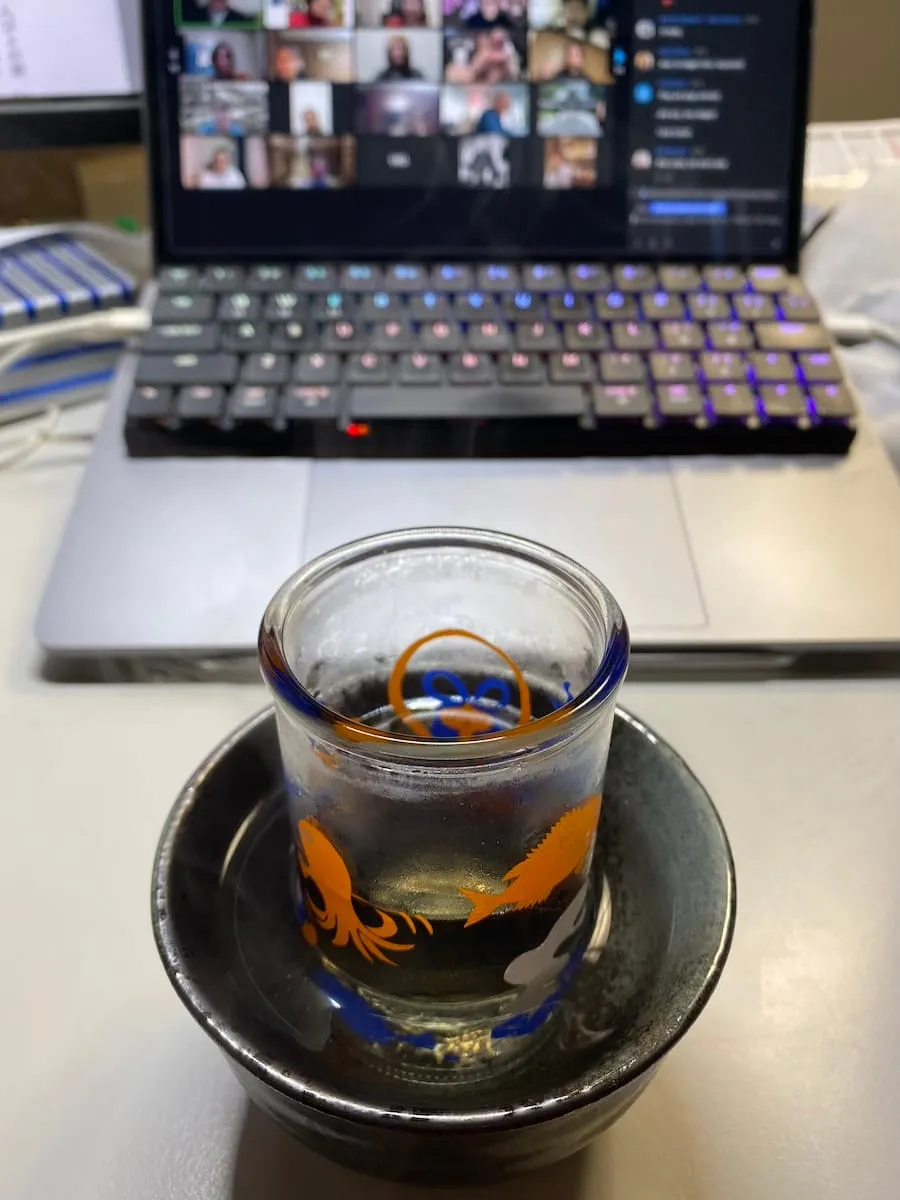 Warming sake while joining the TWTT online sake event